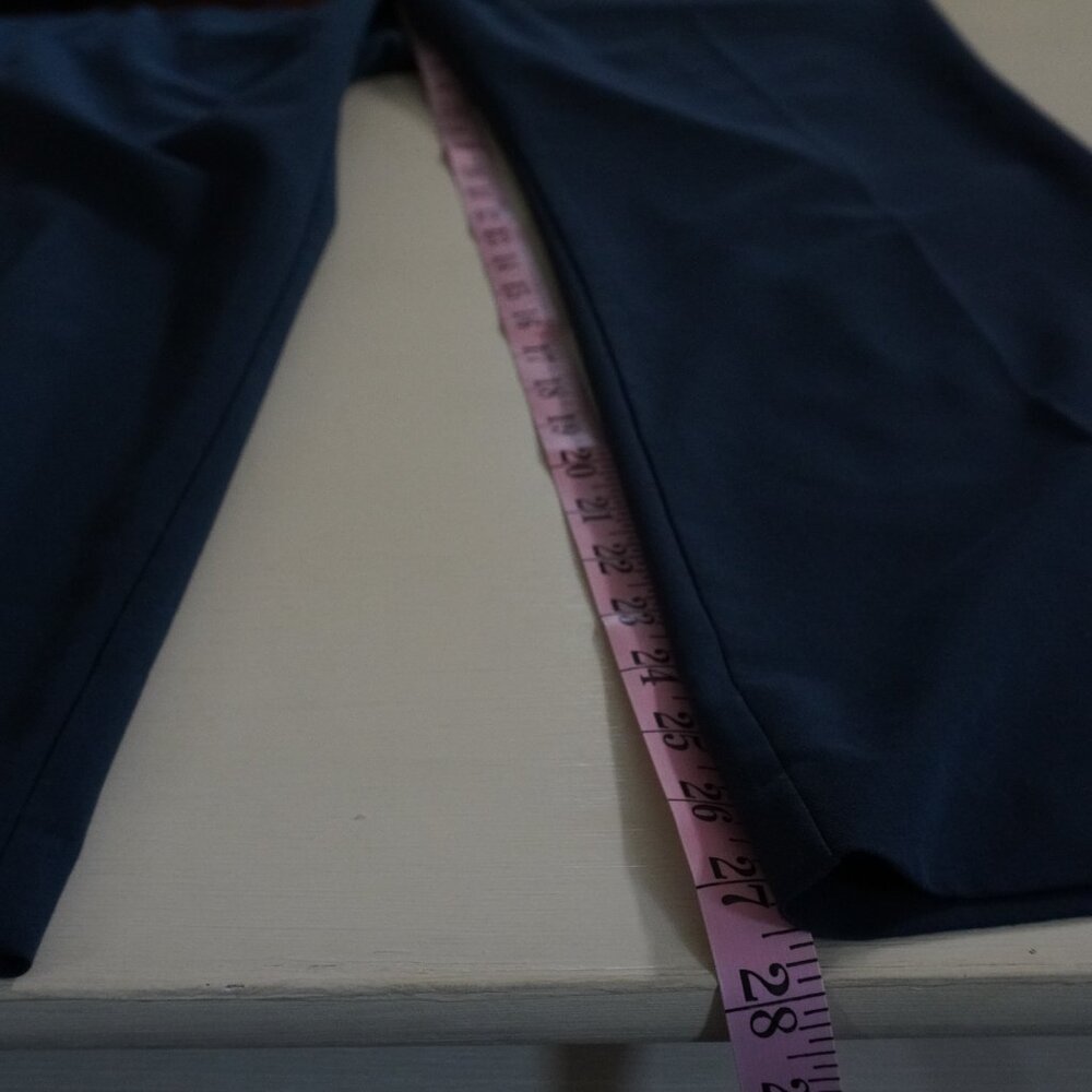Worthington Navy Blue Trouser Pants 12P Petite Wide Straight Leg Workwear - Picture 6 of 11
